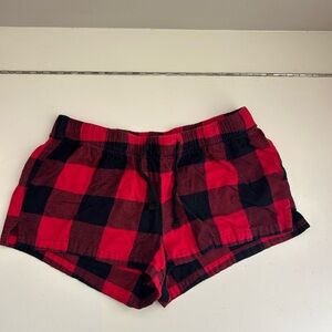 Old Navy Red and Black Plaid Women's Cargo Shorts